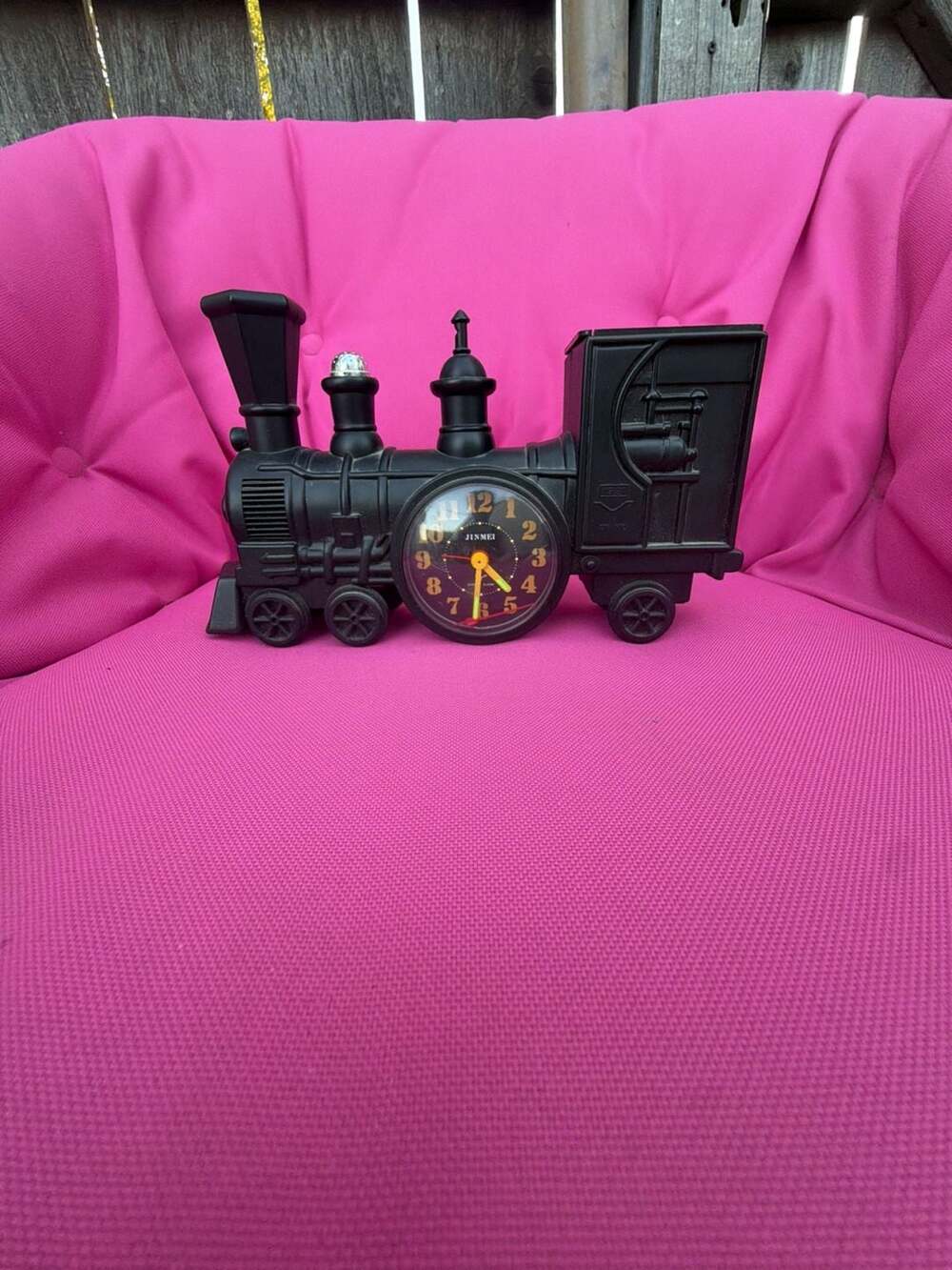 Vintage Jinmei Locomotive Train Quartz Alarm Clock Black